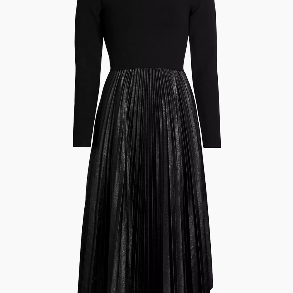 Elie Tahari Black pleated Long-Sleeve Dress
